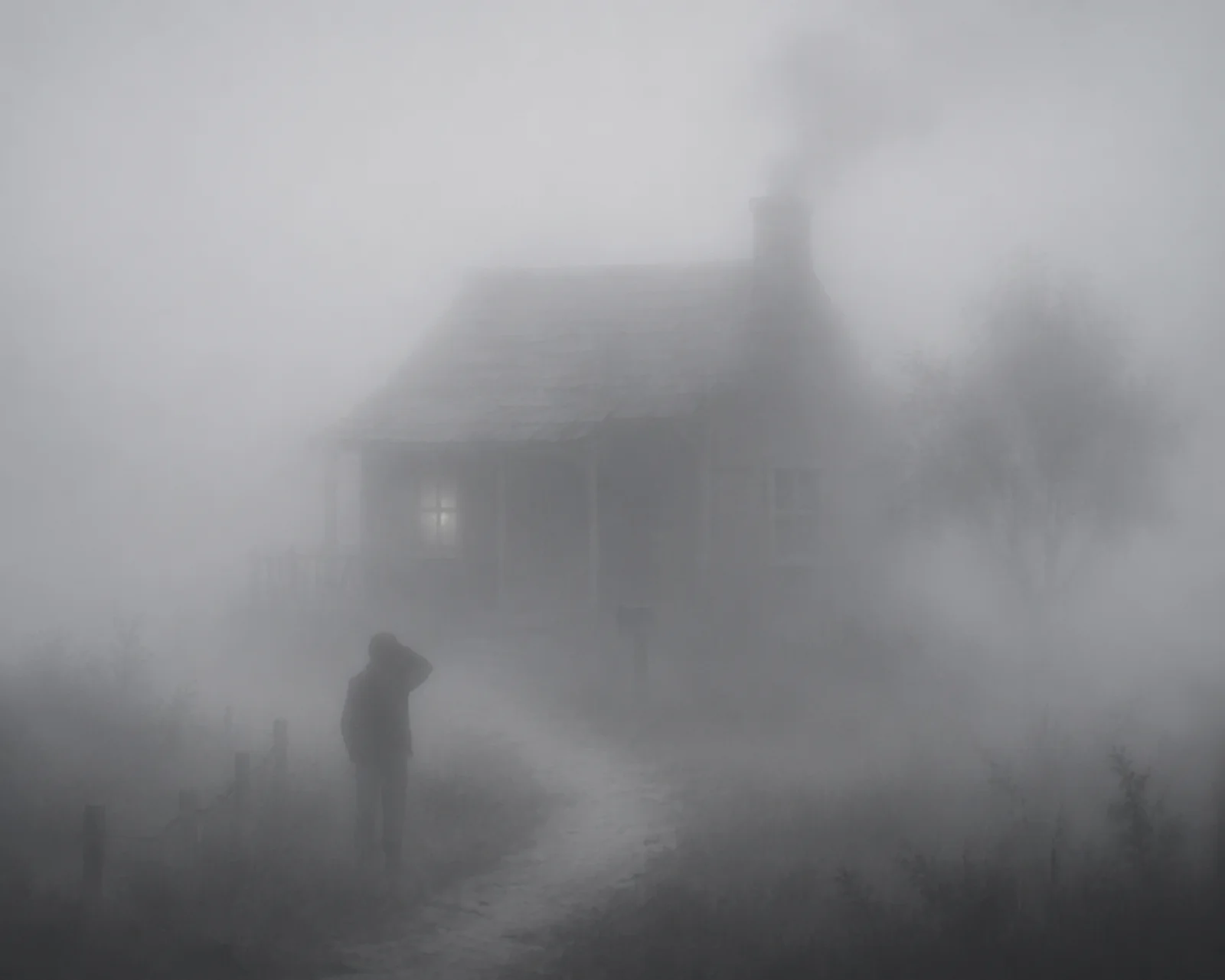 霧の中で見えにくい家のイメージ